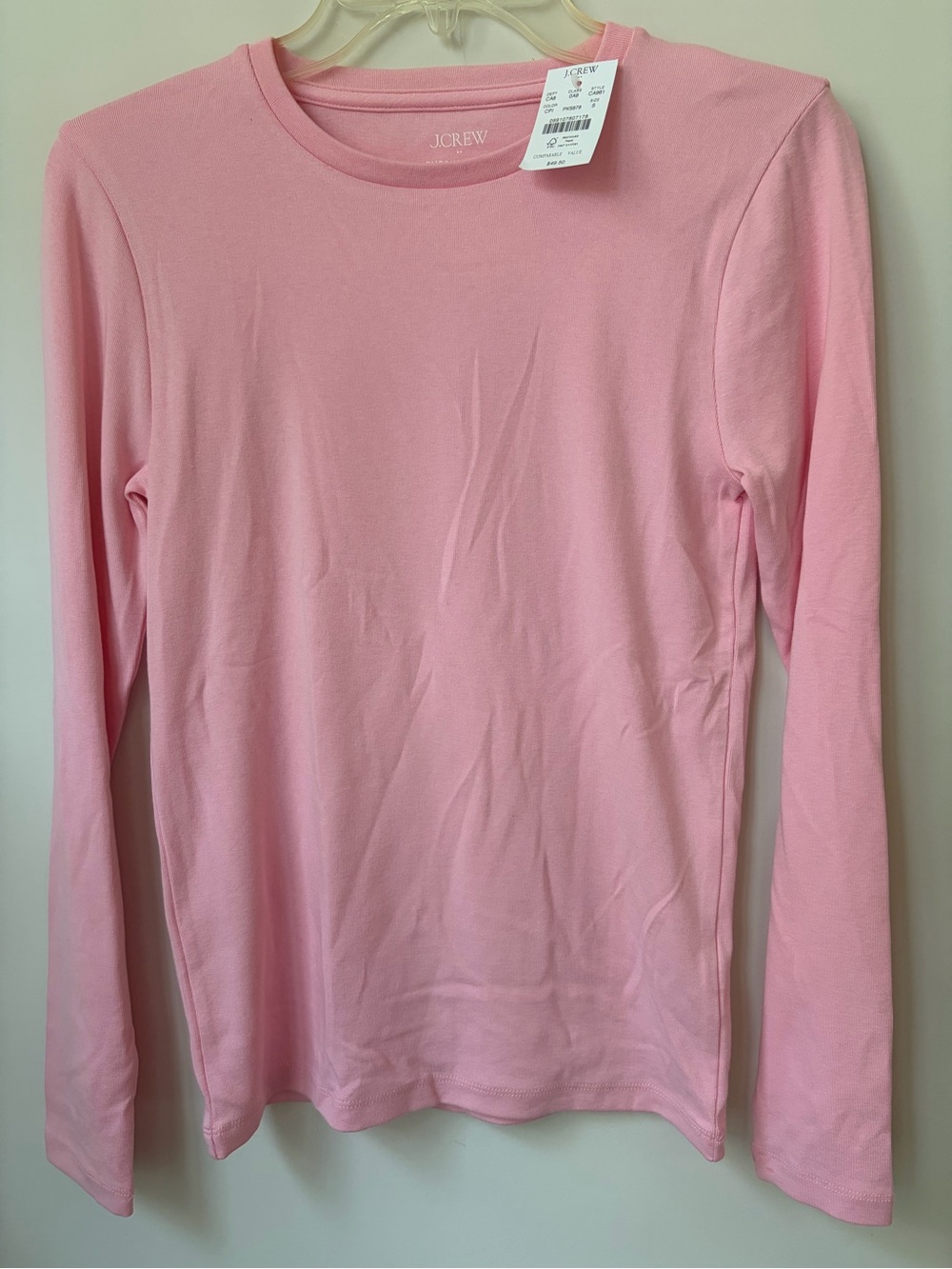 NWT J. Crew women’s Pink Everyday Tee - Long Sleeve Crew neck size S